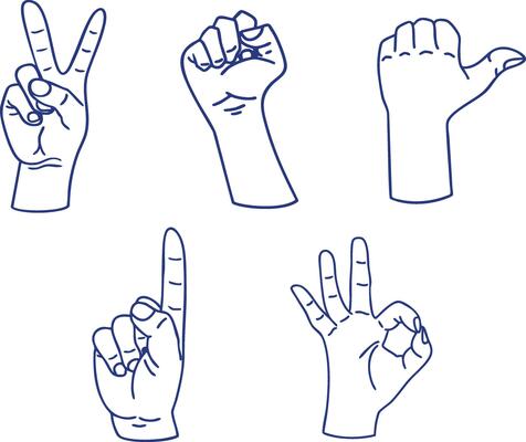 Hands Gesture Outline Set
