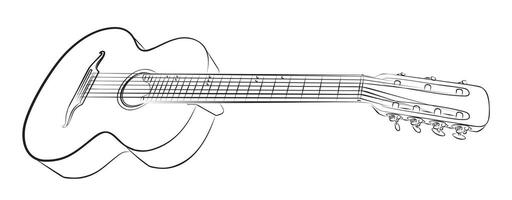 Sketch of a classical variety 7 strings guitar. vector