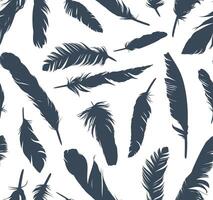Seamless background with feathers of birds flying. vector