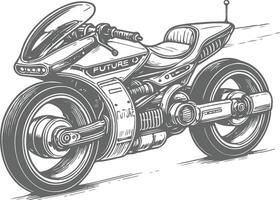 Futuristic Retro Motorcycle Design with Unique Mechanical Details vector