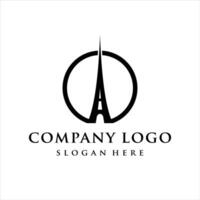 Eiffel tower logo design template icon. vector