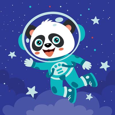 Cute Panda At Space
