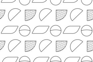Seamless black and white pattern with abstract semi-circles, ovals, and lines, perfect for creative coloring. vector