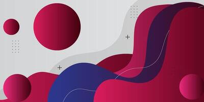 Blue and pink geometric business banner design. Creative banner design with wave shapes and lines for template. Simple white horizontal banner. Eps10 vector