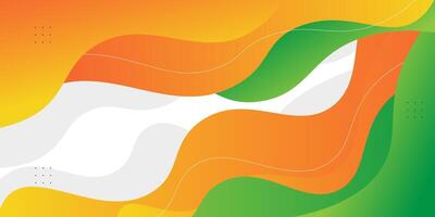 Colorful green and orange abstract background with wavy fluid design. Bright 3D banner business concept. Eps10 vector