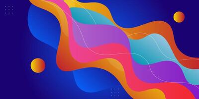 Colorful blue and orange geometric business banner design. Creative banner design with wave shape and orange circle pattern as template. Simple design on horizontal banner. eps10 vector