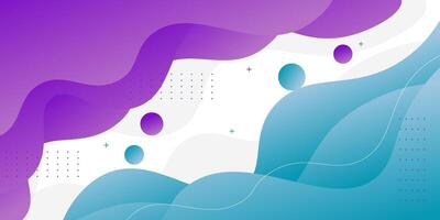 Purple and blue geometric business banner design. Colorful creative banner design with wave shapes and lines on white background. Simple horizontal banner. Eps10 vector