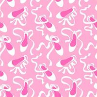 Seamless pattern in ballet core style. White shoes on a pink background. Delicate girly print for for fabric, wrapping paper, textile, wallpaper vector