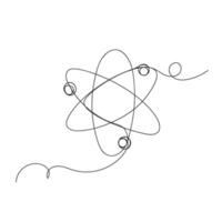 Atom or molecular sign symbol continuous one line art isolated. vector