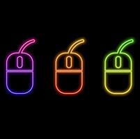 Computer mouse neon sign. Shiny computer hardware icon. illustration for design. Office concept. vector