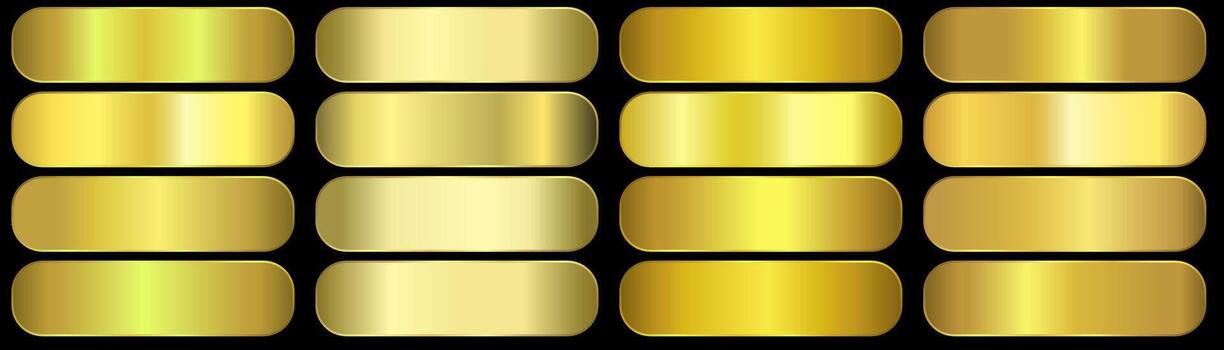 Set of gradient collection with color guide. golden gradient metal. vector
