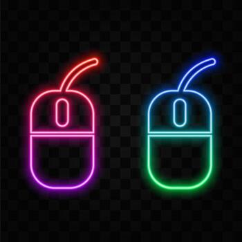 Neon icon of pc mouse. Business set elements. Simple icon for websites, web design, mobile app, information graphics vector