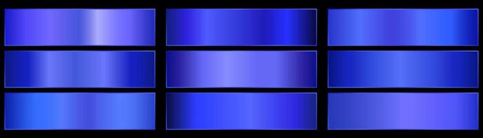 Blue, blue shiny gradient, metallic foil texture. Set of color swatches. Collection of high quality gradients. Shiny metallic background. Design element. vector