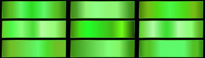 metallic neon green chrome gradient colorful palettes. Holographic background cores sample template for banner, screen, mobile, label, web. Metallic color gradient design vector