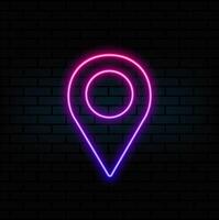 Map pointer with glowing glowing futuristic blue neon lights on black background vector