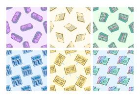 Set of seamless patterns with school elements in flat style vector