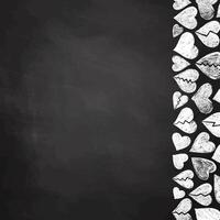 Chalk drawn broken hearts border on blackboard with empty space vector