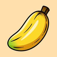 big single banana cartoon colored isolated drawing line art style sketch classic vintage design illustration vector