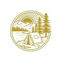 Camping T shirt Design yellow color vector