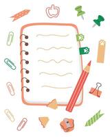 illustration of notepad and stationery with cute paw tabs, Ideal for school, office or planning projects, suitable for digital or print use vector