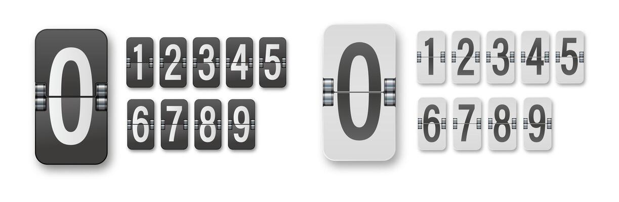 Mechanical timetable scoreboard information board display numbers. .