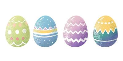 Set of easter eggs. Spring design. Hand drawn spring elements with texture. vector