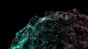 Dual-Toned Particle Flow with Teal and Rose Abstract Glow on Black Background video