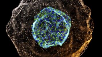 Cosmic Blue-Green Particle Bloom in 4K video