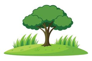Tree in a grassy field, perfect for nature themes. vector