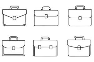 Six Simple Line Art Briefcases for Design and Print vector