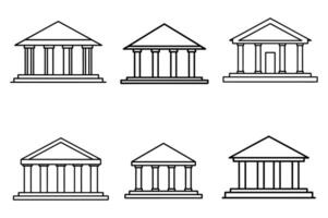 Six Simple Black and White Grecian Temple Icons vector