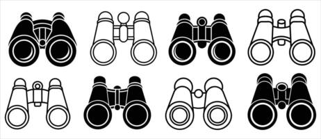 Set of Black and White Binoculars vector