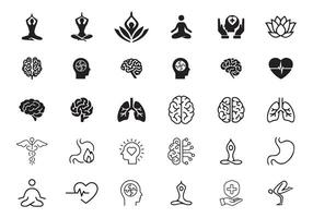 line icons of meditation bundle set. vector