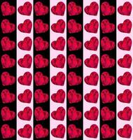 Seamless pattern of vibrant geometric low-poly red hearts creating a captivating visual rhythm. Bold contrast between red, black, and pink creates a striking visual impact. For textile, stationery vector