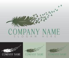 A feather logo template that serves as a symbol of elegance and creativity in design. vector