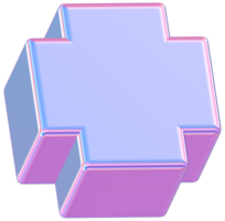 Purple 3D Rendering Holographic Cross Block 3D Shape png
