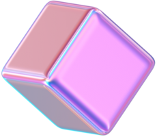 Purple 3D Rendering Holographic Glossy Cube Illustration png