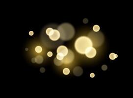 Magical bokeh lights, shimmering circles and glittering sparkles on a black background. Glowing backdrop for Christmas, New Year, birthday, banner, background vector