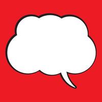 White speech bubble with black shadow on red background. Empty communication cloud. vector