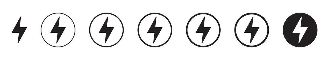 Lightning icon, electric power icon. Lightning bolt sign in the circle. Energy and thunder electricity symbol. vector