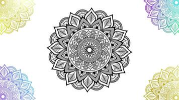 Abstract circular monochrome mandala pattern, seamless loop. Animation. Black and white. video