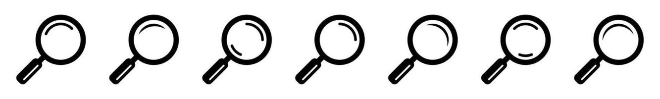 Loupe icons set. Magnifying glass icon, magnifier icon. Web search sign. vector