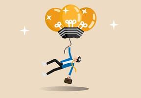 businessman falling from the sky with light bulb vector