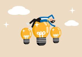 a man is laying on top of a light bulb vector