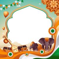 India travel background with elephants in gradient design vector