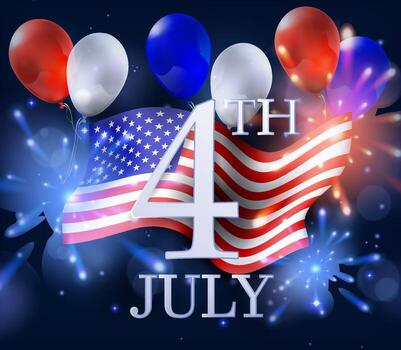 4th of july realistic composition with text vector