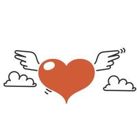 heart with wings and clouds illustration vector