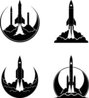 Silhouette of Launch Set. vector