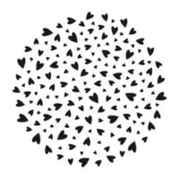 Freehand dark hearts Circular Background Texture. Black Day greeting backdrop design idea Template. Isolated illustration Thematic cards, invitations, leaflet, price, label or web promo banner vector