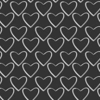 Stylized hearts Seamless pattern White in dark Background. Black or White Day greeting backdrop idea. Isolated illustration Thematic cards, price tag, label or web promo banner, leaflets, print vector